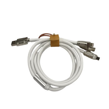 Odolný multifunkční kabel 3v1 s konektory Micro USB, USB-C a Lightning - bílý