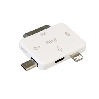 6v1 Redukce se vstupy a výstupy 30-pin + Lightning + Micro USB bílá