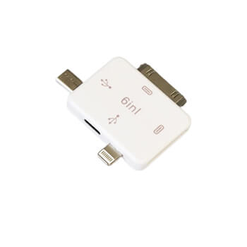 6v1 Redukce se vstupy a výstupy 30-pin + Lightning + Micro USB bílá