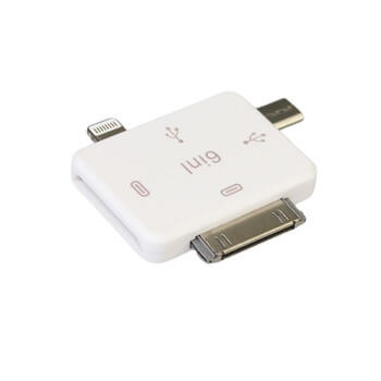 6v1 Redukce se vstupy a výstupy 30-pin + Lightning + Micro USB bílá