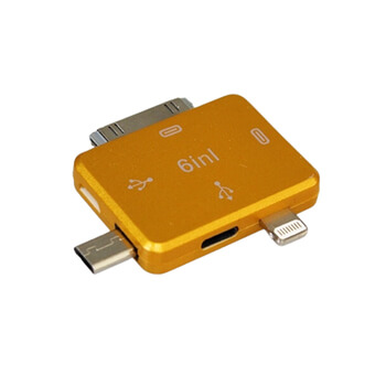 6v1 Redukce se vstupy a výstupy 30-pin + Lightning + Micro USB zlatá