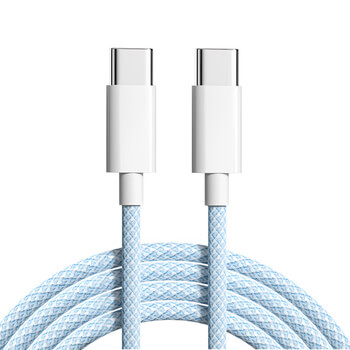 Nylonový nabíjecí kabel USB-C - USB-C 1m - světle modrý