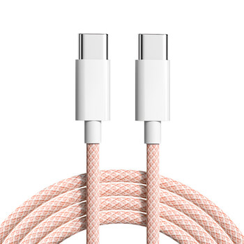 Nylonový nabíjecí kabel USB-C - USB-C 2m - světle růžový