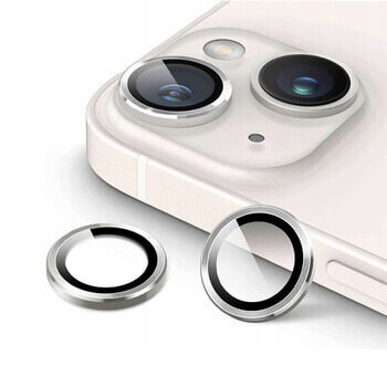 Metalické ochranné sklo na čočku fotoaparátu a kamery pro Apple iPhone 14 Pro - stříbrné