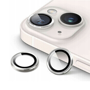 Metalické ochranné sklo na čočku fotoaparátu a kamery pro Apple iPhone 14 - stříbrné