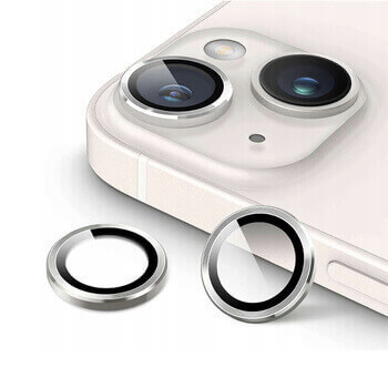 Metalické ochranné sklo na čočku fotoaparátu a kamery pro Apple iPhone 15 Pro Max - stříbrné