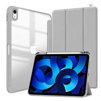 2v1 Smart flip cover + zadní silikonový ochranný obal s držákem na pero pro Xiaomi Pad 5 - šedý