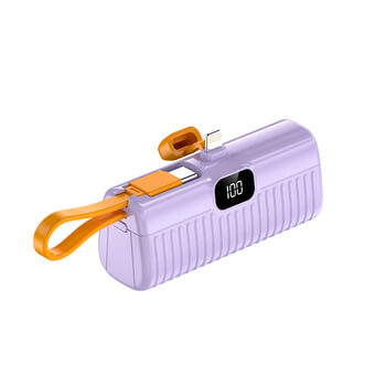 Mini cestovní powerbanka s konektorem USB-C 5000 mAh - světle fialová