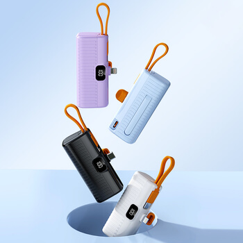 Mini cestovní powerbanka s konektorem Lightning 5000 mAh - černá