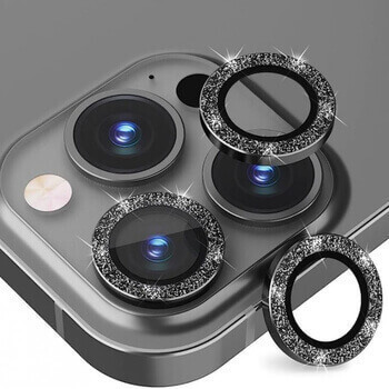 Třpytivé ochranné sklo na čočku fotoaparátu a kamery pro Apple iPhone 12 - černé