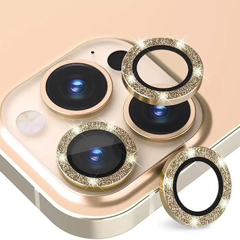 Třpytivé ochranné sklo na čočku fotoaparátu a kamery pro Apple iPhone 14 Pro Max - zlaté