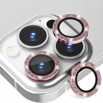 Třpytivé ochranné sklo na čočku fotoaparátu a kamery pro Apple iPhone 13 mini - růžové