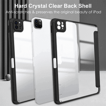 2v1 Smart flip cover + zadní silikonový ochranný obal s držákem na pero pro Xiaomi Redmi Pad - šedý