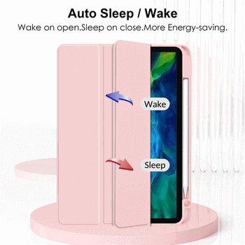 2v1 Smart flip cover + zadní silikonový ochranný obal s držákem na pero pro Xiaomi Redmi Pad SE 11'' - světle růžový