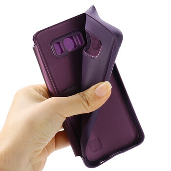 Zrcadlový plastový flip obal pro Samsung Galaxy M21 M215F - fialový