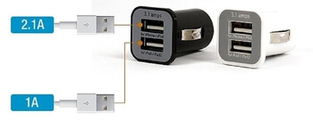 Double USB dvojitá nabíječka do auta pro mobilní telefony, tablety, navigace a další - bílá
