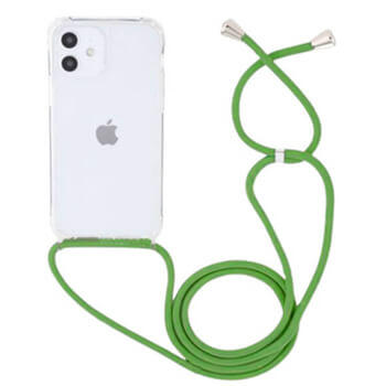 Průhledný silikonový ochranný kryt se šňůrkou na krk pro Apple iPhone 12 Pro - světle zelená