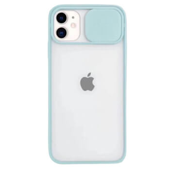Silikonový ochranný obal s posuvným krytem na fotoaparát pro Apple iPhone 12 Pro - světle modrý