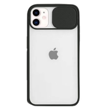 Silikonový ochranný obal s posuvným krytem na fotoaparát pro Apple iPhone 13 Pro Max - černý
