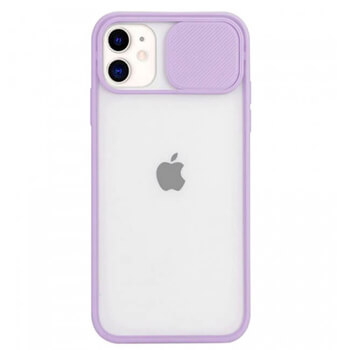 Silikonový ochranný obal s posuvným krytem na fotoaparát pro Apple iPhone 14 - fialový