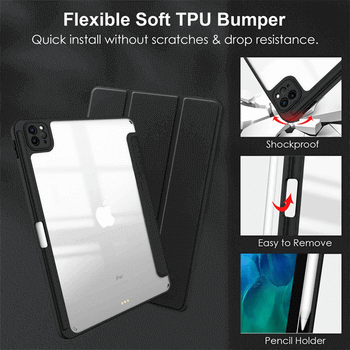 2v1 Smart flip cover + zadní silikonový ochranný obal s držákem na pero pro Apple iPad Air 11" (2024) - černý