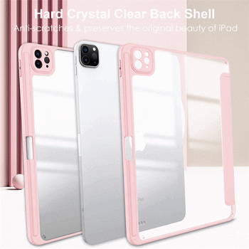 2v1 Smart flip cover + zadní silikonový ochranný obal s držákem na pero pro Apple iPad Air 11" (2024) - světle růžový