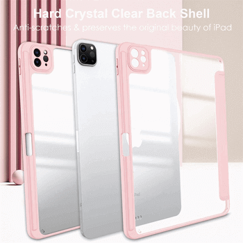 2v1 Smart flip cover + zadní silikonový ochranný obal s držákem na pero pro Apple iPad Air 13" (2024) - světle růžový