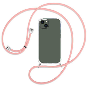 Průhledný silikonový ochranný kryt se šňůrkou na krk pro Apple iPhone 5/5S/SE - růžová