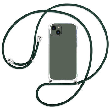 Průhledný silikonový ochranný kryt se šňůrkou na krk pro Apple iPhone 6 Plus/6S Plus - tmavě zelená