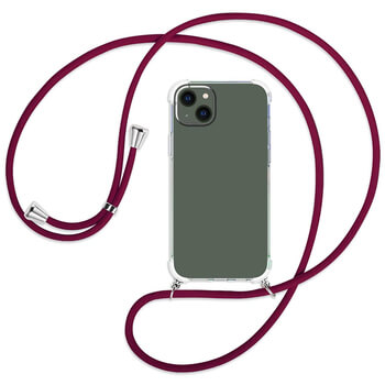 Průhledný silikonový ochranný kryt se šňůrkou na krk pro Apple iPhone X/XS - červená