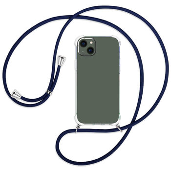 Průhledný silikonový ochranný kryt se šňůrkou na krk pro Huawei P30 Lite - tmavě modrá