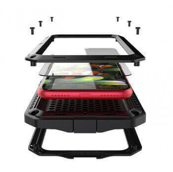 EXTRÉMNĚ odolný hliníkovo-silikonový obal pro Apple iPhone 15 Plus - černý