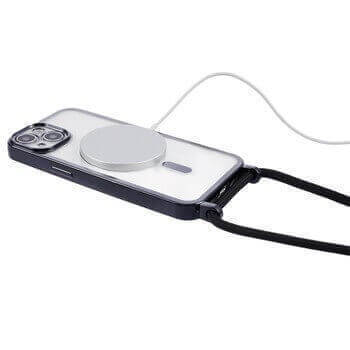 MagSafe silikonový kryt se šňůrkou pro Apple iPhone 15 - světle růžový