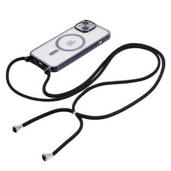 MagSafe silikonový kryt se šňůrkou pro Apple iPhone 15 Pro - černý