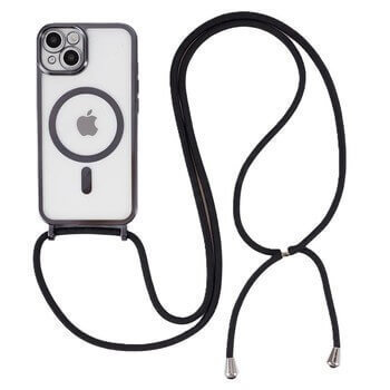 MagSafe silikonový kryt se šňůrkou pro Apple iPhone 14 - černý