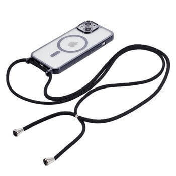 MagSafe silikonový kryt se šňůrkou pro Apple iPhone 14 - černý