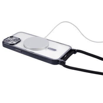 MagSafe silikonový kryt se šňůrkou pro Apple iPhone 14 - černý
