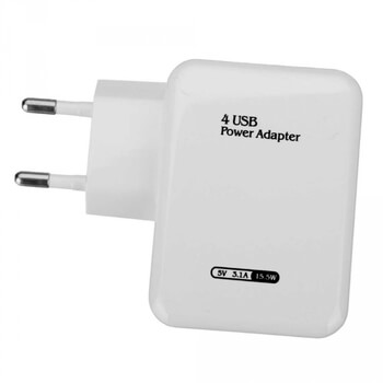 Cestovní síťová nabíječka 4x USB adaptér do zásuvky