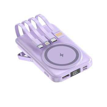 Multifunkční powerbanka s Magsafe 10000 mAh - světle fialová