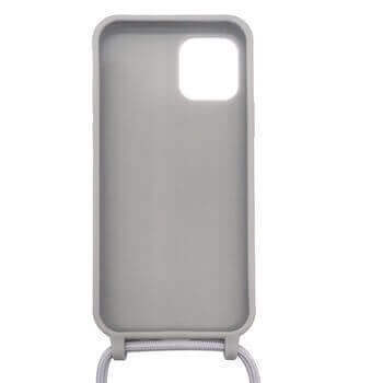 Gumový ochranný kryt se šňůrkou na krk pro Apple iPhone 16 Pro - šedý