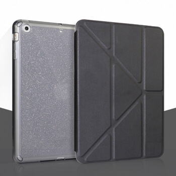 2v1 Smart flip cover + zadní silikonový ochranný obal se třpytkami pro Apple iPad Air 2 9.7" - černý