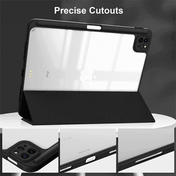 2v1 Smart flip cover + zadní silikonový ochranný obal s držákem na pero pro Xiaomi Redmi Pad Pro - černý