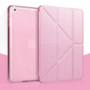 2v1 Smart flip cover + zadní silikonový ochranný obal se třpytkami pro Apple iPad Air 2 9.7" - růžový