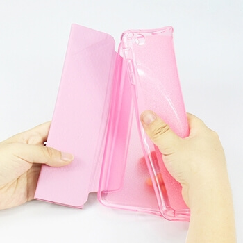 2v1 Smart flip cover + zadní silikonový ochranný obal se třpytkami pro Apple iPad Air 2 9.7" - růžový