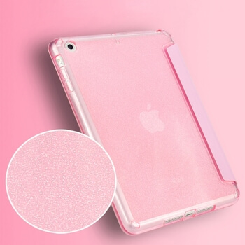 2v1 Smart flip cover + zadní silikonový ochranný obal se třpytkami pro Apple iPad Air 2 9.7" - růžový