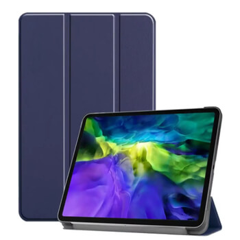 2v1 Smart flip cover + zadní silikonový ochranný obal s držákem na pero pro Apple iPad Air 11" (2024) - tmavě modrý