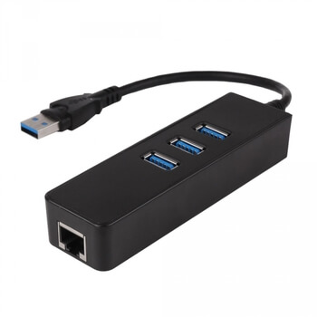 3v1 HUB rozbočovač USB 3.0 3x USB + port pro Ethernet RJ45 - černý