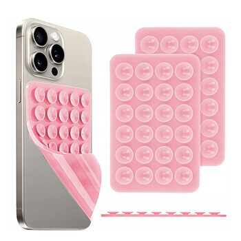 Silikonový držák na telefon s přísavkami - světle růžový