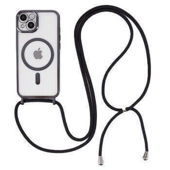 MagSafe silikonový kryt se šňůrkou pro Apple iPhone 17 - černý