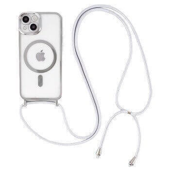 MagSafe silikonový kryt se šňůrkou pro Apple iPhone Air - stříbrný